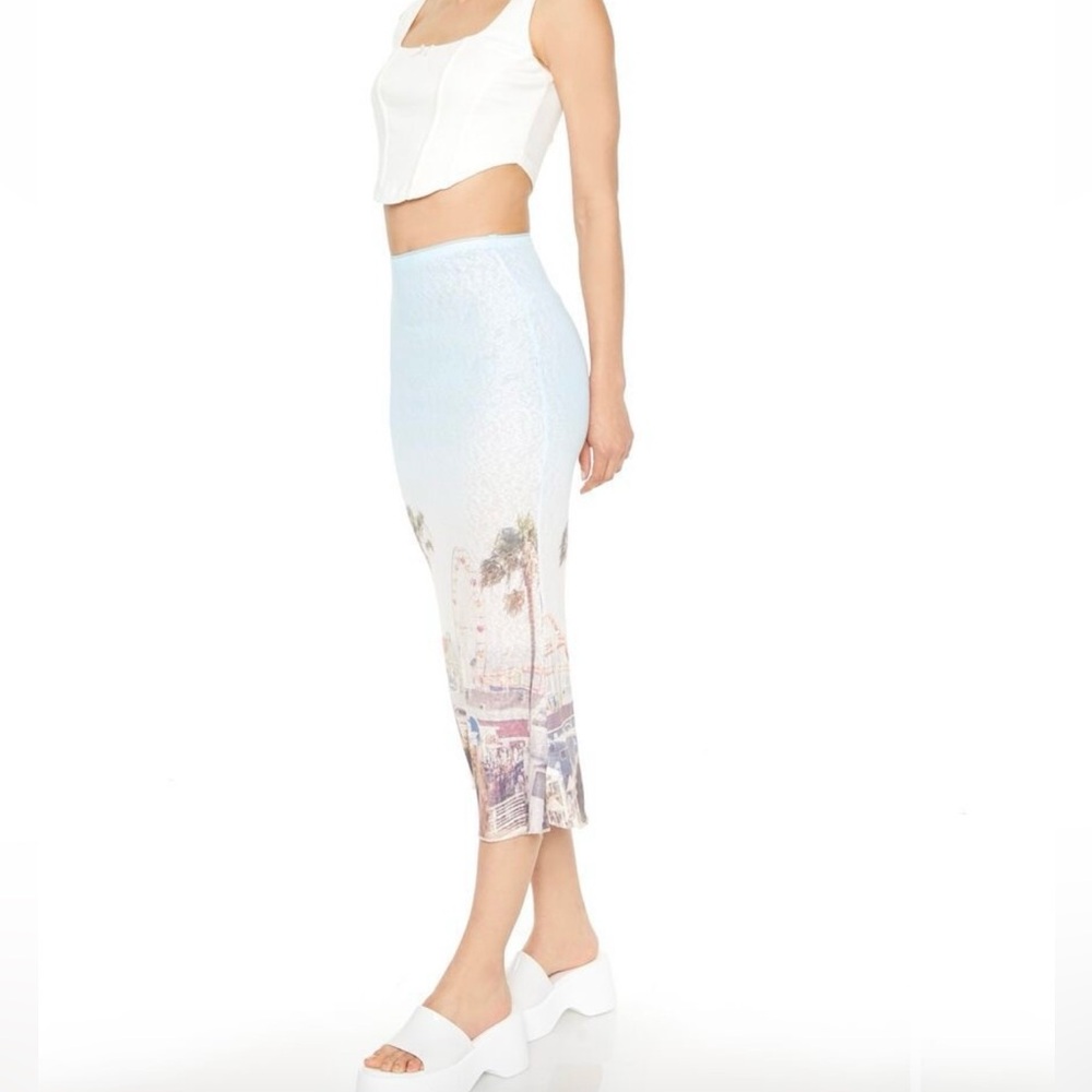 Forever21 beach boardwalk print midi skirt medium
